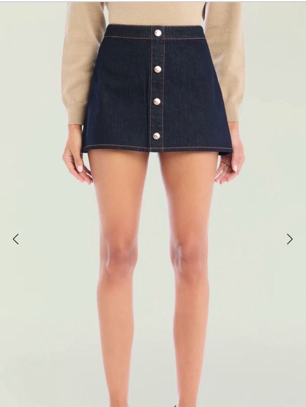 SER.O.YA Blue Denim Button-Front Mini Skirt